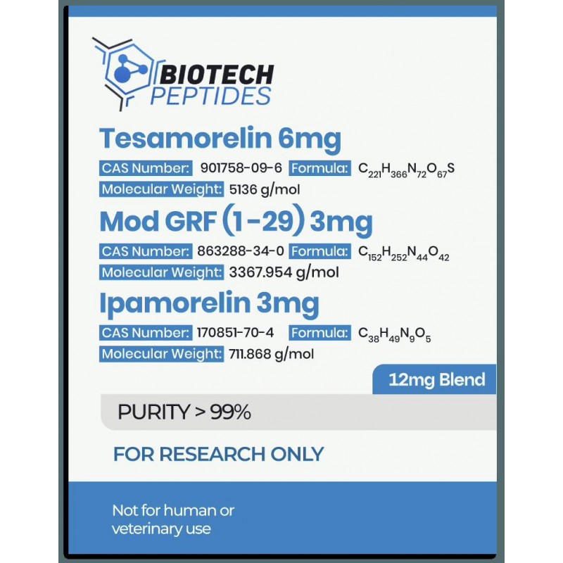 Tesamorelin & CJC-1295 (Mod GRF 1-29) & Ipamorelin Blend (12mg)